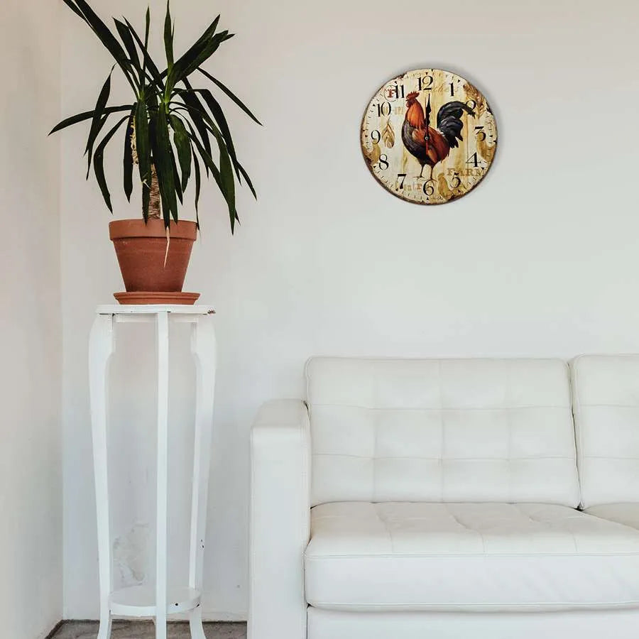 Rooster Kitchen Wall Clock – 30 cm, Rustic Farmhouse Design - photo 4