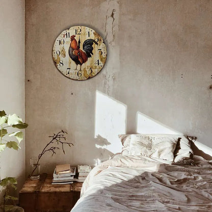Rooster Kitchen Wall Clock – 30 cm, Rustic Farmhouse Design - photo 5