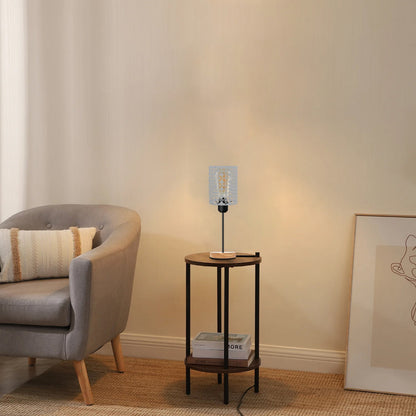 Wooden Stand Bedside Table Lamp with Cage and On/Off Switch - photo 5