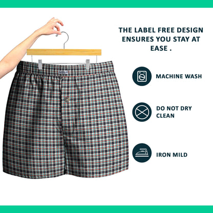 Men's Woven Cotton Boxer Shorts – 4 Check Designs, Single or Pack of 3, L to XXL - photo 5