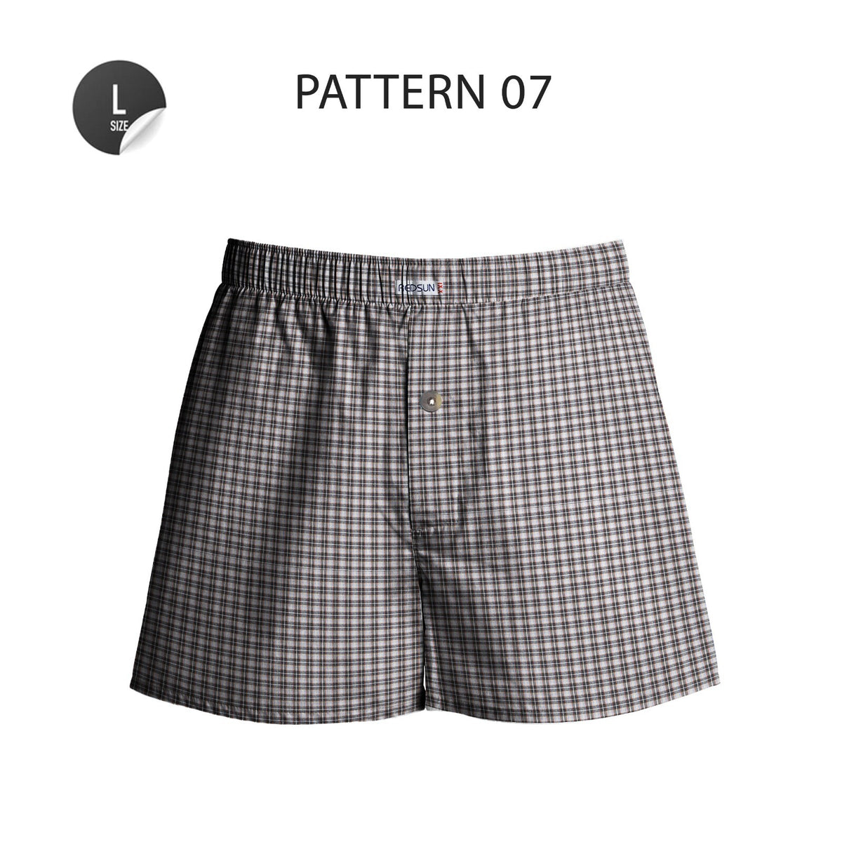 Men's Woven Cotton Boxer Shorts – 4 Check Designs, Single or Pack of 3, L to XXL - L, Taupe Check, Single
