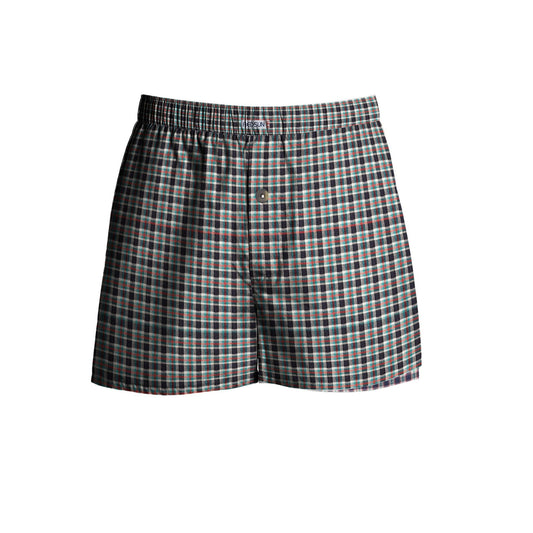 Men's Woven Cotton Boxer Shorts – 4 Check Designs, Single or Pack of 3, L to XXL - XL, Charcoal & Green Check, Single