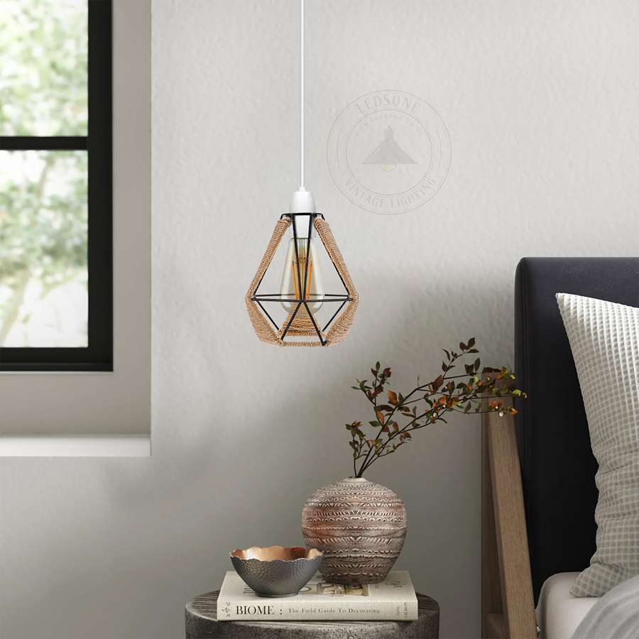 Rope Wrapped Cage Lamp Shade – Easy Fit, 3 Styles - photo 3