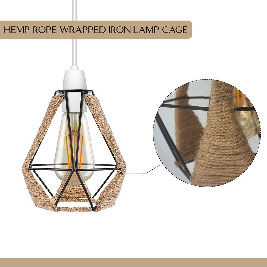Rope Wrapped Cage Lamp Shade – Easy Fit, 3 Styles - photo 6