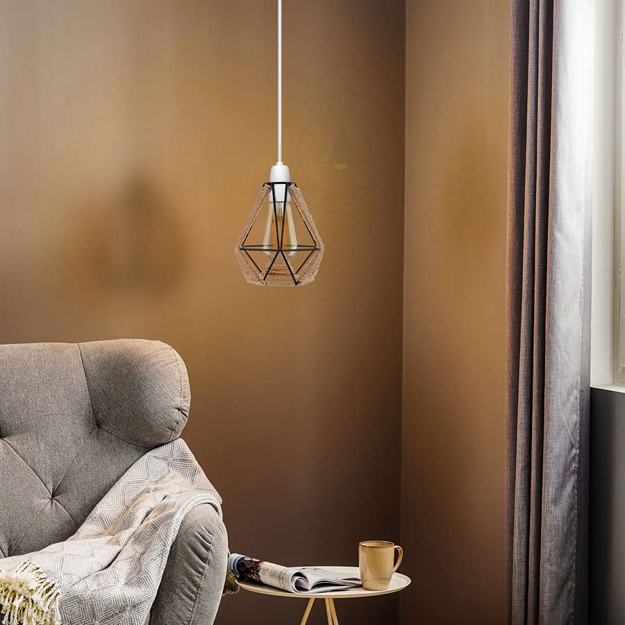 Rope Wrapped Cage Lamp Shade – Easy Fit, 3 Styles