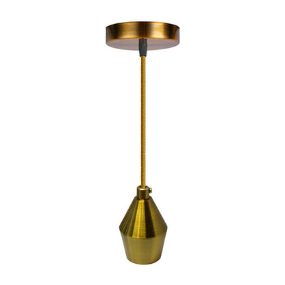 Pendant Light Fitting – Yellow Brass Cone Holder, Braided Cable