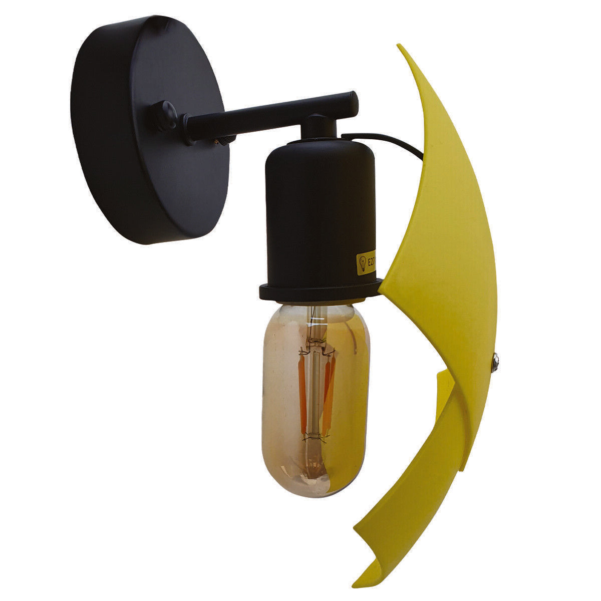Yellow Curved Shade Wall Sconce – E27 - Yellow Brass, Single, T45 LED Bulb 4W