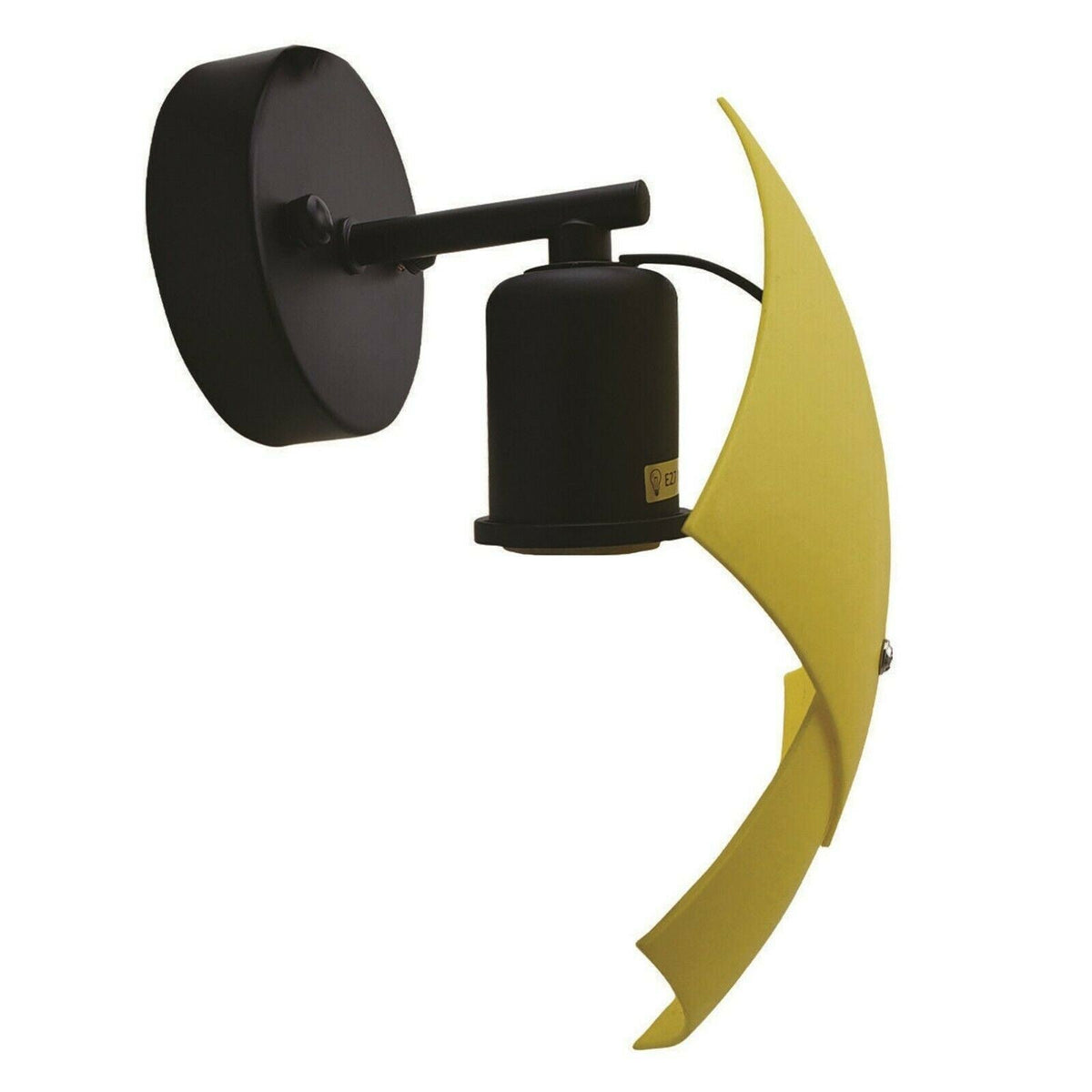 Yellow Curved Shade Wall Sconce – E27 - Yellow Brass, Single, Without Bulb