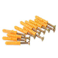 Yellow Wall Plugs and Screws, Pack of 50 – 6, 8 or 10 mm, 40 to 160 mm