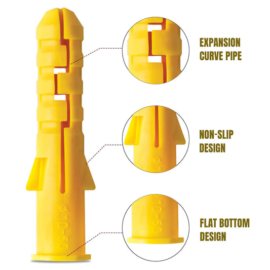 Yellow Plastic Wall Plugs, Plugs Only – 6 mm (500), 8 mm (250) or 10 mm (100) - photo 2